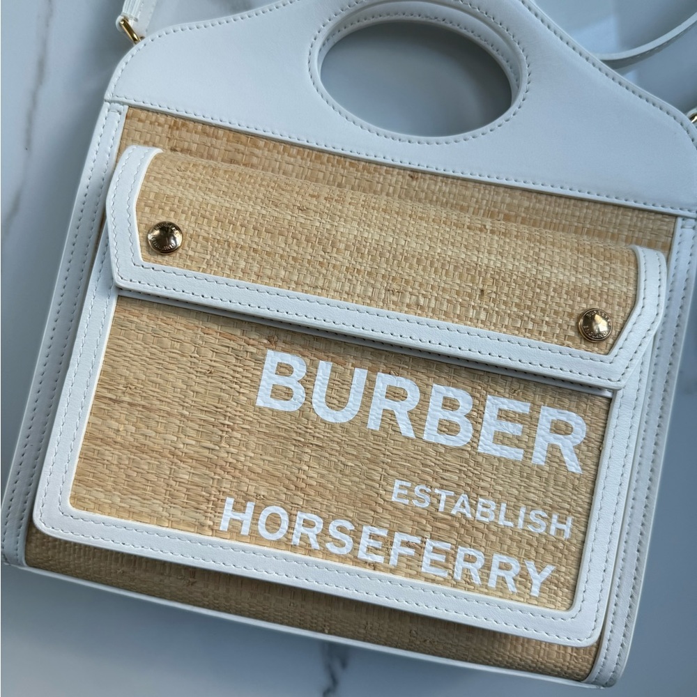 Burberry handbag - logo print raffia handbag